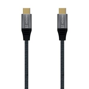 Cable usb 2.0 tipo-c aisens a107-0629 5a 100w/ usb tipo-c macho - usb tipo-c macho/ hasta 100w/ 60mbps/ 2m/ gris