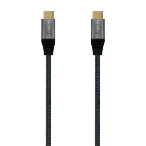 Cable usb 3.2 tipo-c aisens a107-0670 20gbps 100w/ usb tipo-c macho - usb tipo-c macho/ hasta 100w/ 2500mbps/ 60cm/ gris