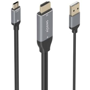 Cable conversor aisens a109-0871/ hdmi macho/ usb macho - usb tipo-c macho/ 1.8m/ negro