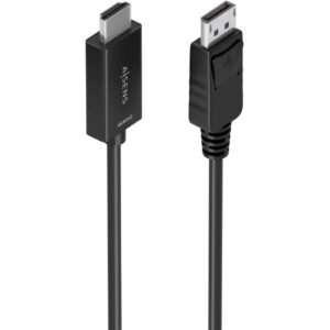 Cable conversor aisens a125-0891/ displayport macho - hdmi 4k macho/ 60cm/ negro