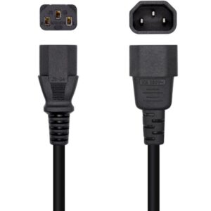 Cable alimentación aisens a132-0466/ c13 hembra - c14 macho/ hasta 1500w/ 3m/ negro