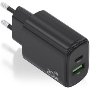 Cargador gan de pared aisens a110-0910/ 1xusb tipo-c/ 1xusb/ 20w/ negro