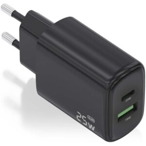 Cargador gan de pared aisens a110-0912/ 1xusb tipo-c/ 1xusb/ 25w/ negro