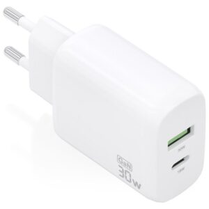 Cargador gan de pared aisens a110-0923/ 1xusb tipo-c/ 1xusb/ 30w/ blanco