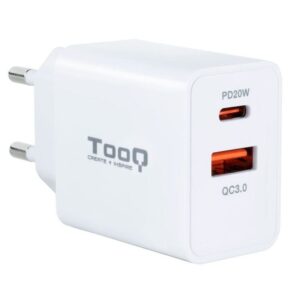Cargador de pared tooq tqwc-2sc04wt/ 1xusb tipo-c/ 1xusb/ 20w
