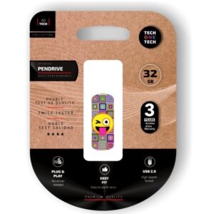 Pendrive 32gb tech one tech emoji guiño usb 2.0