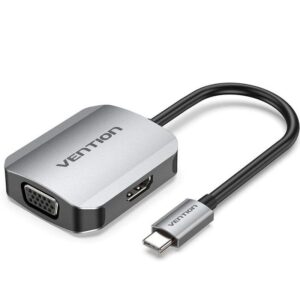 Conversor vention tdihb/ usb tipo-c macho/ vga hembra - hdmi hembra/ 15cm/ plata