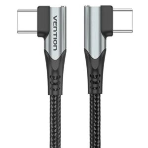 Cable usb 2.0 tipo-c 90º vention tanhd/ usb tipo-c macho - usb tipo-c macho/ hasta 100w/ 480mbps/ 50cm/ gris