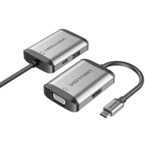 Conversor vention tfahb/ 1xusb/ 1xhdmi/ 1xvga/ 1xusb tipo-c pd/ 15cm/ gris