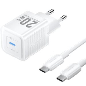 Cargador gan de pared vention tz-fepw0-eu-01/ 1xusb tipo-c + cable usb tipo-c/ 20w