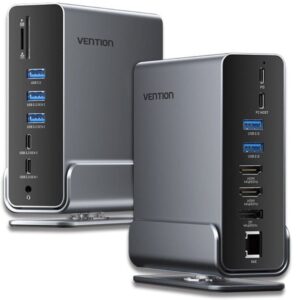 Docking usb tipo-c vention tpuh0/ 2xhdmi/ 1xdisplayport/ 3xusb tipo-c/ 5xusb/ 1xrj45/ 1xlector de tarjetas/ 1xjack 3.5/ 1xusb