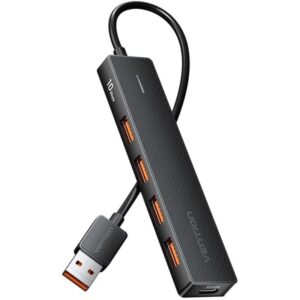 Hub usb 3.2 vention chobb/ 4xusb/ 1xusb tipo-c pd/ 15cm/ negro