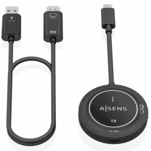 Adaptador/transmisor de vídeo inalámbrico hdmi aisens aswl-h2kc30m004-bk/ 100w