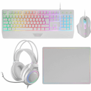 Pack gaming mars gaming mcp124prowes/ teclado + ratón óptico + auriculares + alfombrilla/ blanco