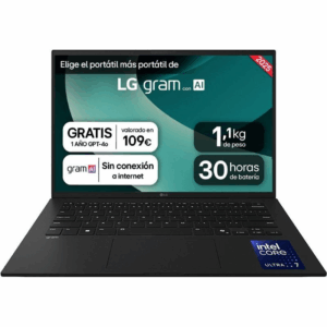 Portátil lg gram 14zd90t-g.ax78b intel core ultra 7-255h/ 16gb/ 1tb ssd/ 14'/ sin sistema operativo