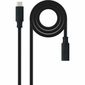 Cable alargador usb tipo-c 3.2 nanocable 10.01.4502/ usb tipo-c macho - usb tipo-c hembra/ 2m/ negro