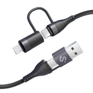Cable usb 2.0 tipo-c subblim top 4 en 1/ usb tipo-c macho - usb macho/ usb tipo-c macho - lightning macho/ hasta 60w/ 480mbps/