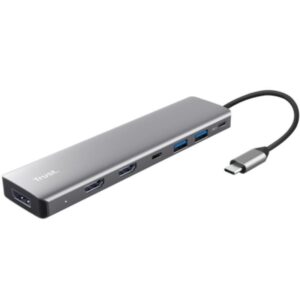 Docking usb tipo-c trust dalyx/ 2xusb/ 2xhdmi/ 1xdisplayport/ 1xusb tipo-c pd/ gris