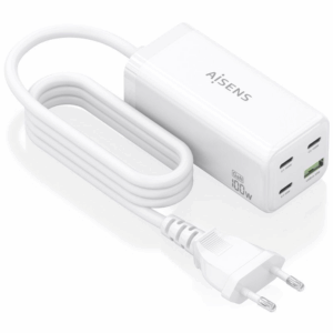 Cargador sobremesa gan aisens asch-100w4p053-w/ 3xusb tipo-c/ 1xusb/ 100w