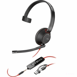 Auricular poly blackwire 5210 + 3.5 mm + adaptador usb-c/a/ con micrófono/ jack 3.5 - usb tipo-c/ jack 3.5 - usb tipo-c/ bulk/