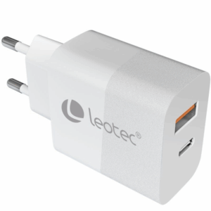 Cargador de pared gan leotec lecsph30w2w/ 1xusb tipo-c/ 1xusb/ 30w