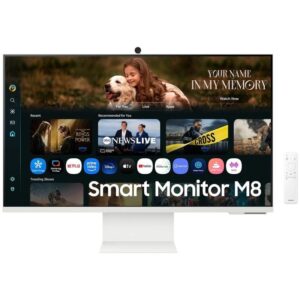 Smart monitor samsung m8 m80f s32fm801uu 32'/ 4k/ multimedia/ regulable en altura/ smart tv/ webcam/ blanco