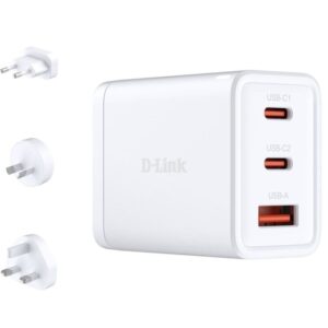 Cargador de pared gan d-link dcp-651/ 2xusb tipo-c/ 1xusb/ 65w