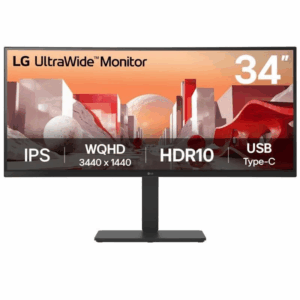 Monitor profesional ultrapanorámico curvo lg ultrawide 34ba75qe-b 34'/ wqhd/ multimedia/ regulable en altura/ negro