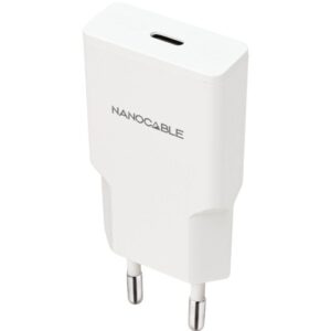 Cargador de pared nanocable 10.10.2021/ 1xusb tipo-c/ 20w/ blanco