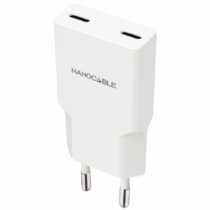 Cargador de pared nanocable 10.10.2029/ 2xusb tipo-c/ 30w/ blanco