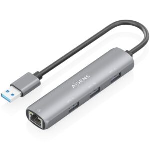 Hub usb aisens asuc-4p034-gr/ 3xusb/ 1xrj45/ gris