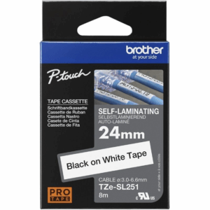 Cinta laminada original rotuladora brother tze-sl251/ blanca