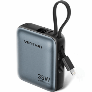 Powerbank 10000mah vention fhfn0/ 35w/ gris/ incluye cable usb tipo-c y lightning