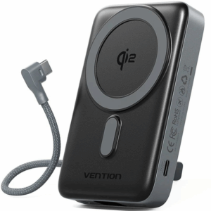 Powerbank 10000mah vention fkhh0/ 35w/ wireless/ gris/ incluye cable usb tipo-c